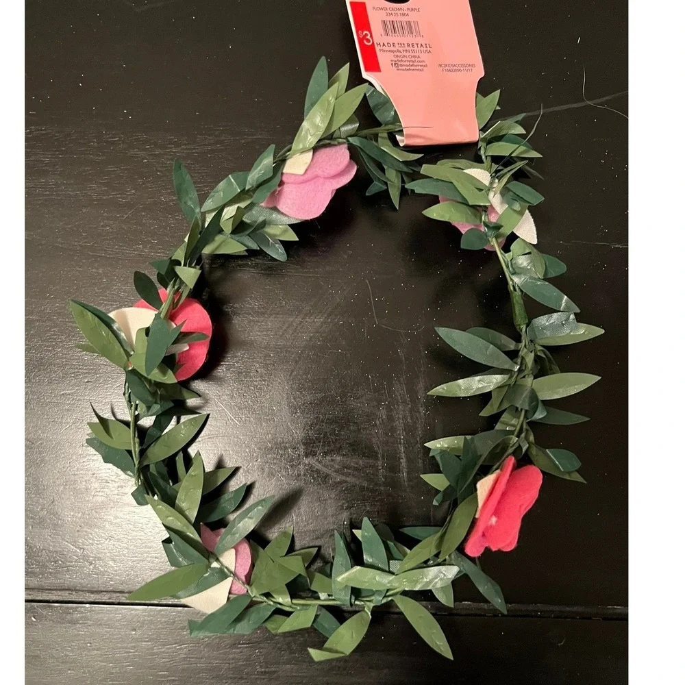 Flower Crown Kids OS Pink Red Brand New Felt Floral Headpiece